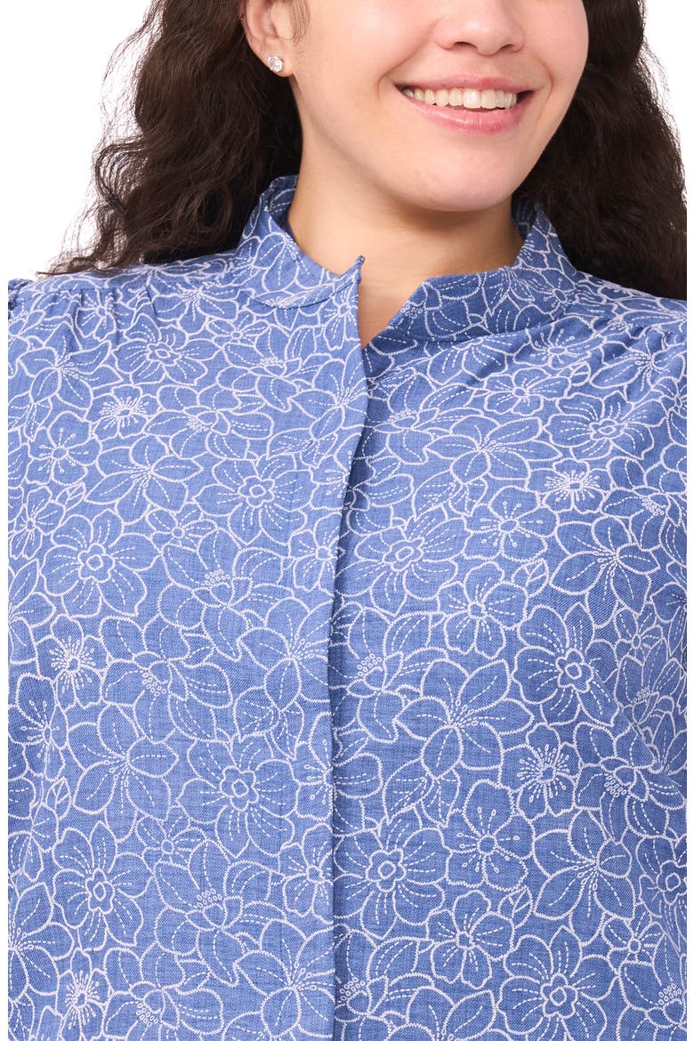 Daisy Embroidered Chambray Button-Up Top, Alternate, color, CLASSIC NAVY