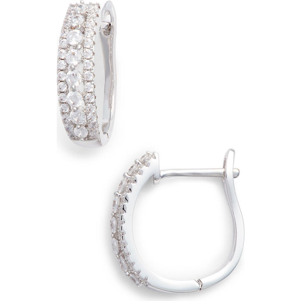 Nordstrom Crystal Huggie Hoop Earrings In Clear/silver