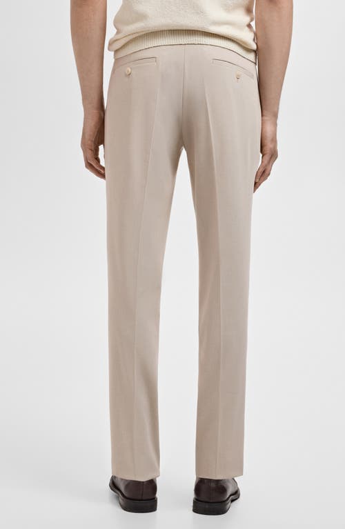 Mango Slim Fit Flat Front Pants In Neutral