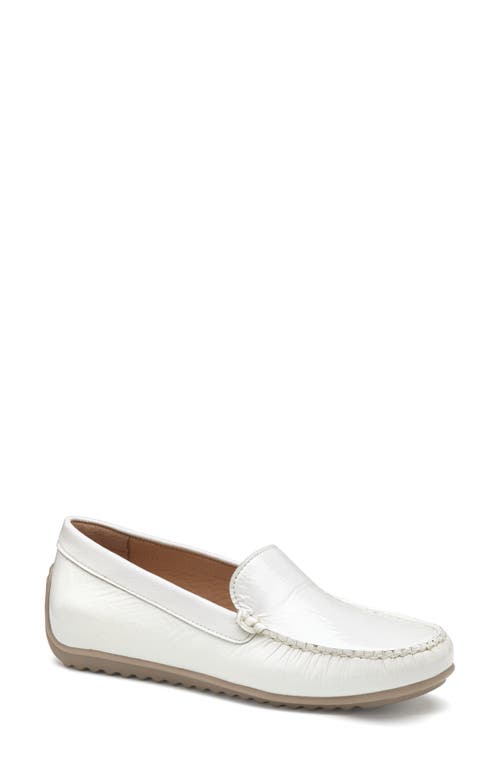 Johnston & Murphy Melanie Venetian Loafer In White Crinkled Patent Leather