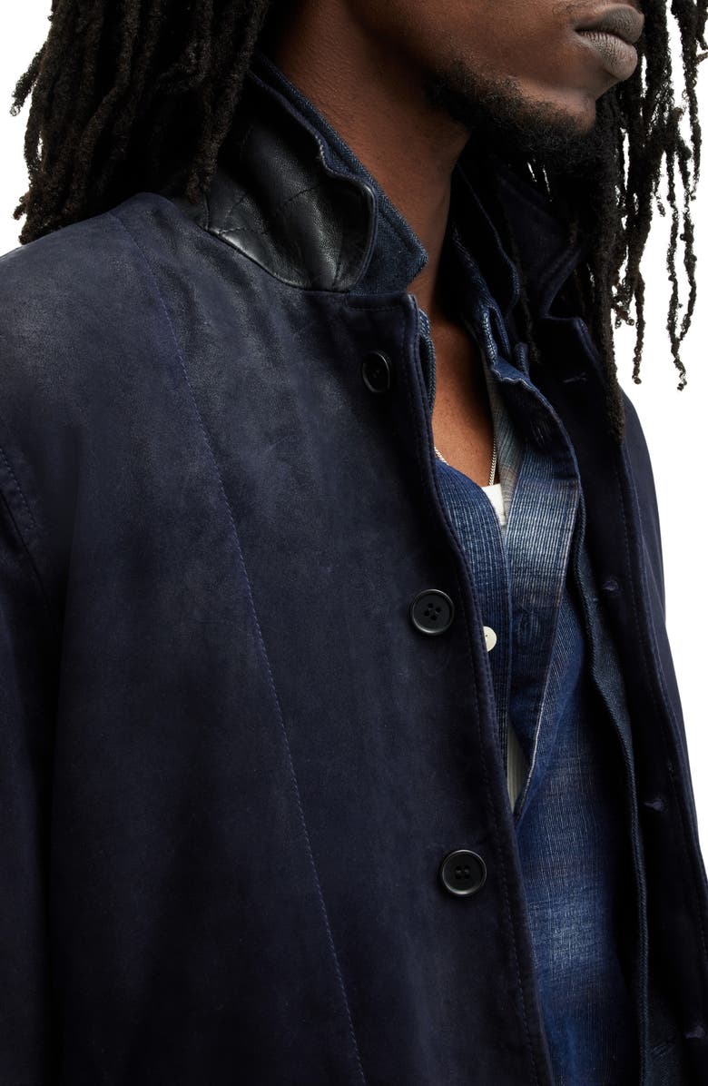 AllSaints Survey Leather & Wool Blend Layered Jacket, Alternate, color,