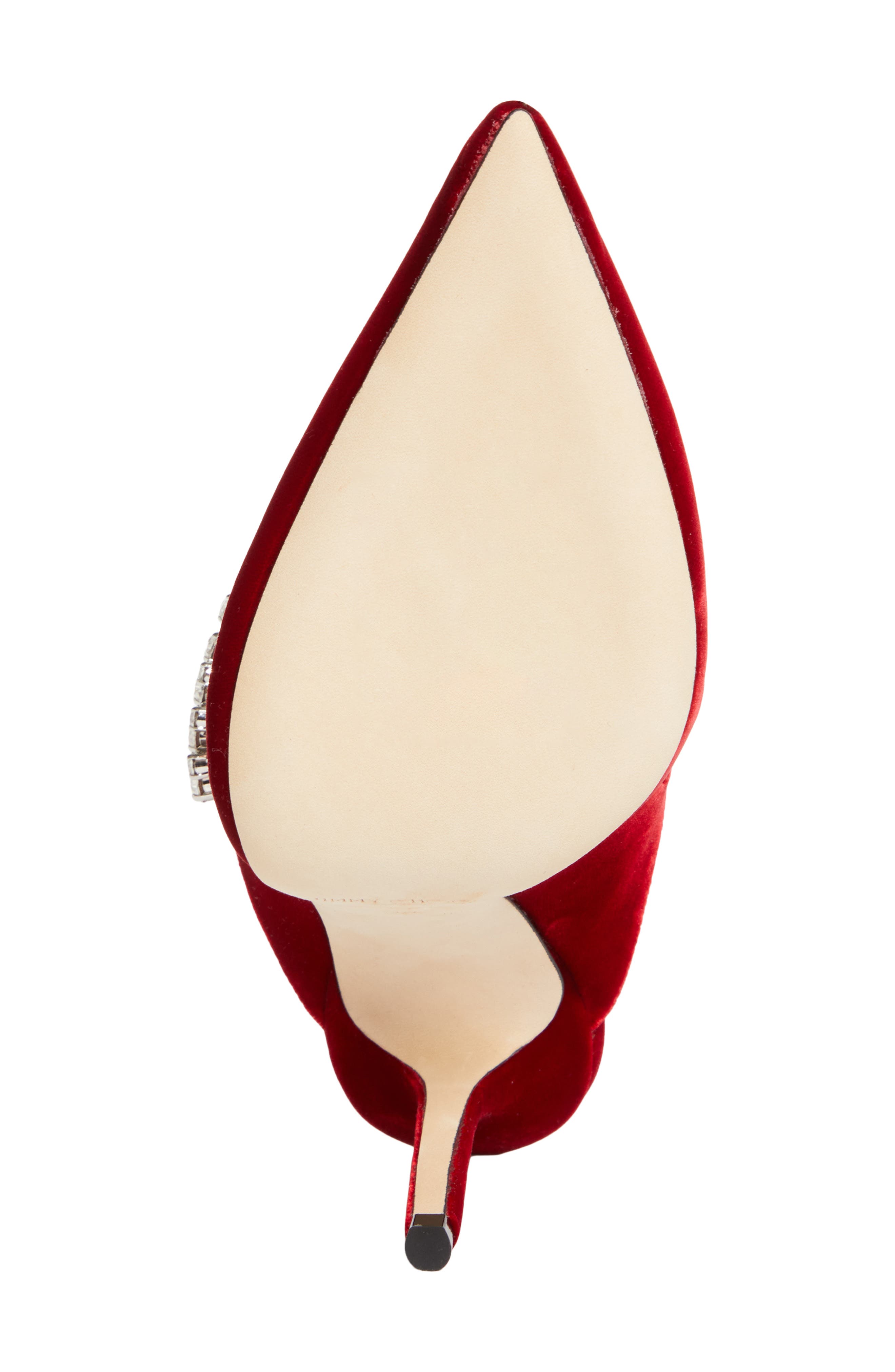 Jimmy Choo Bing Crystal Embellished Satin Mule, Alternate, color, Ruby Red