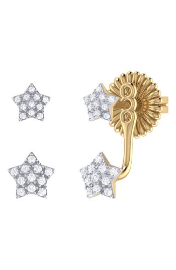 Luvmyjewelry Star Duo Diamond Stud Earrings