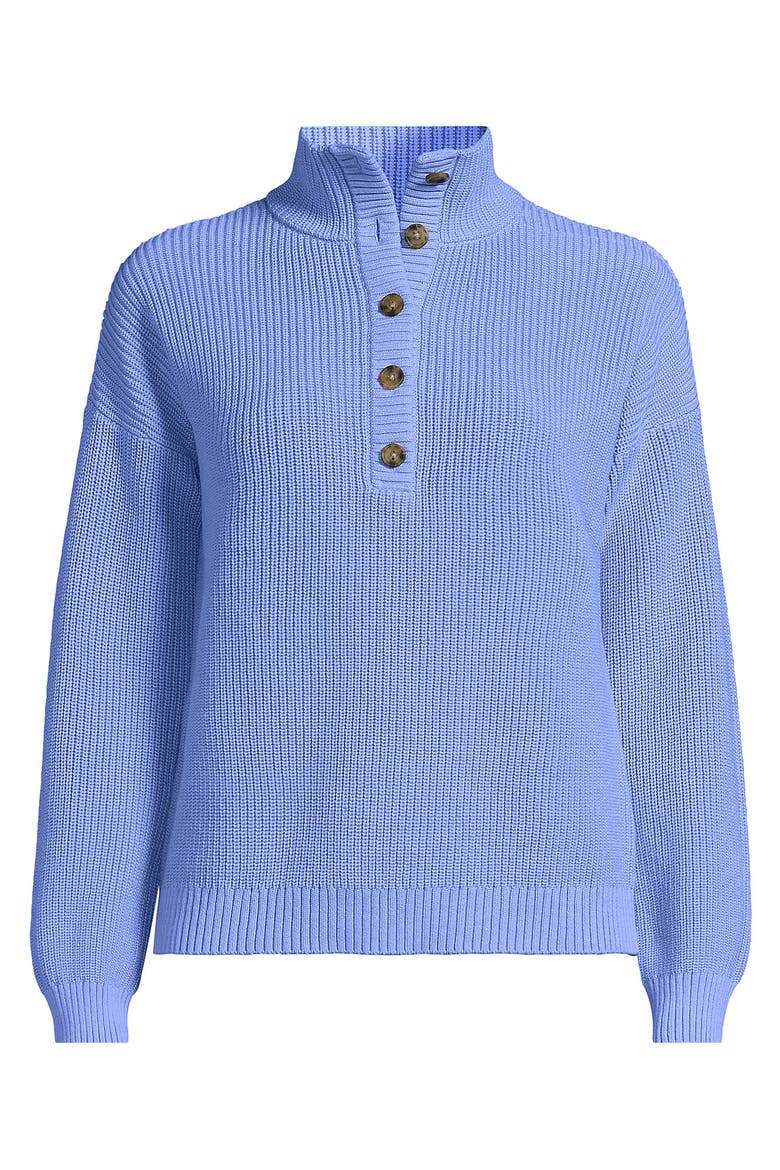 Plus Size Cotton Button Up Henley Sweater, Alternate, color, Clear Blue Sky