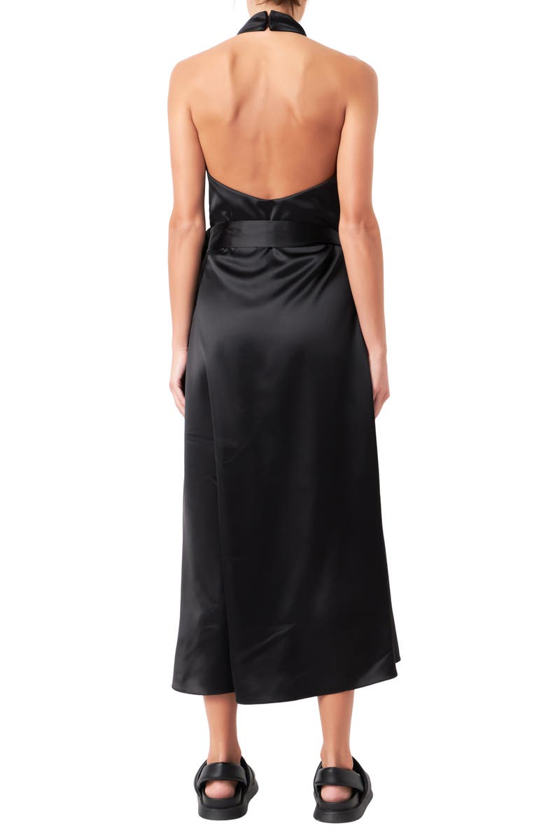 Grey Lab Halter Satin Dress, Alternate, color, Black