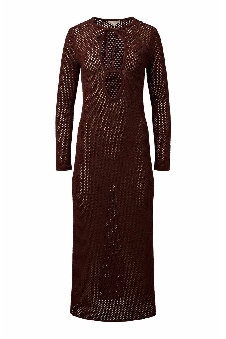 Crochet Knit Cutout Maxi Dress, Alternate, color, RUM
