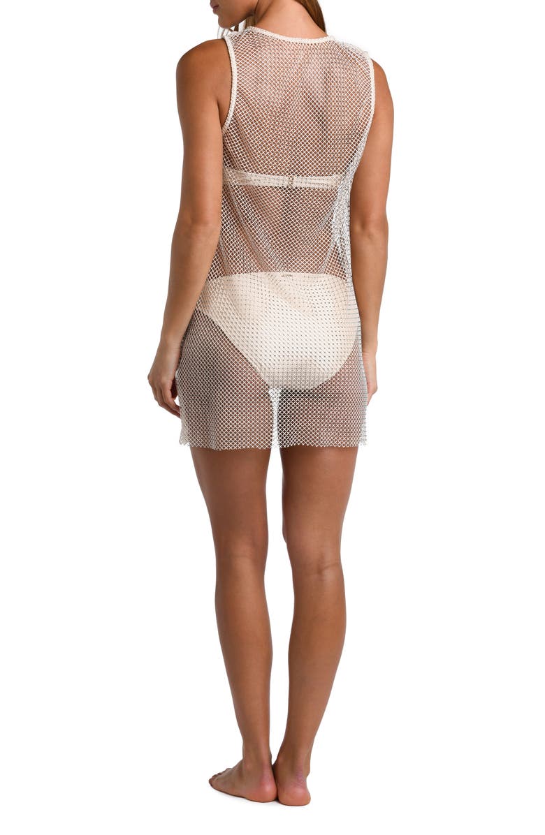 L'AGENCE Angela Sheer Mesh Cover-Up Dress, Alternate, color, Champagne