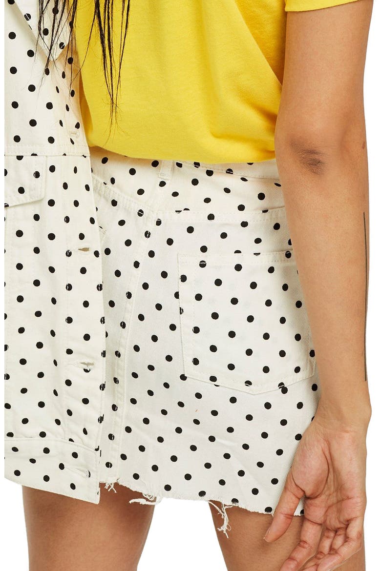 MOTO High Waist Denim Skirt, Alternate, color, WHITE MULTI