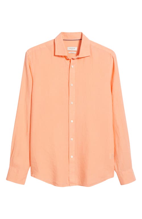 Bugatchi Axel Shaped Fit Linen Button-up Shirt In Papaya