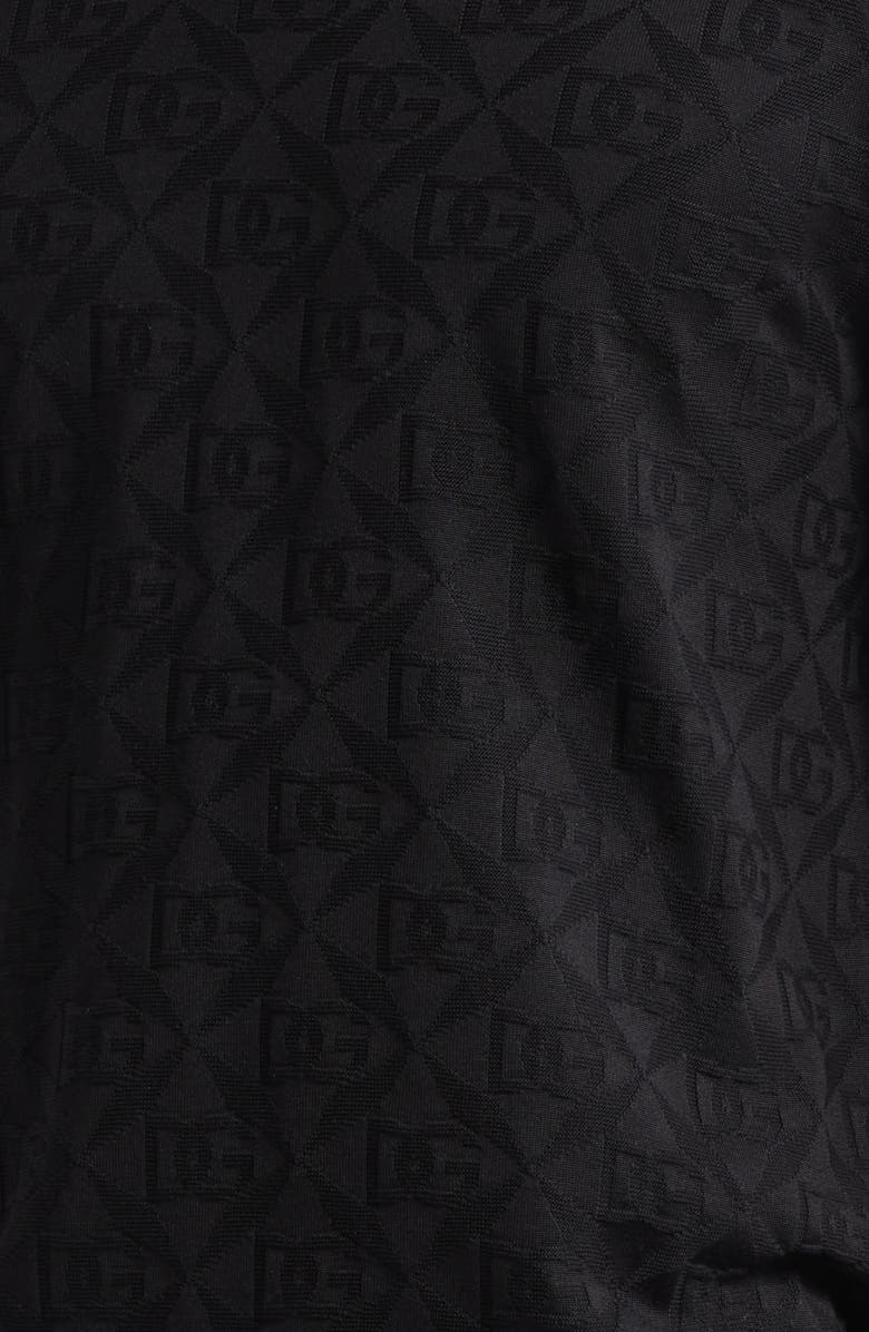 Dolce&Gabbana Logo Jacquard Silk Crewneck Sweater, Alternate, color, Nero