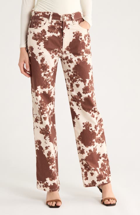 Val '90s High Waist Cowhide Print Jeans