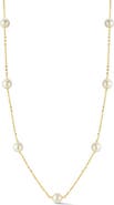 GLAZE JEWELRY 14K Gold Plated Silver Cultured Pearl Station Necklace