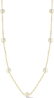 GLAZE JEWELRY 14K Gold Plated Silver Cultured Pearl Station Necklace