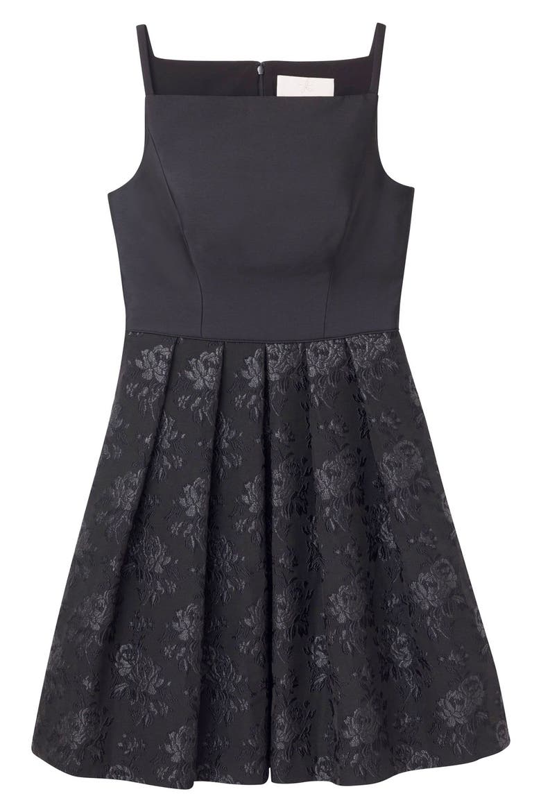 Midnight Floral Jacquard Dress, Alternate, color, BLACK