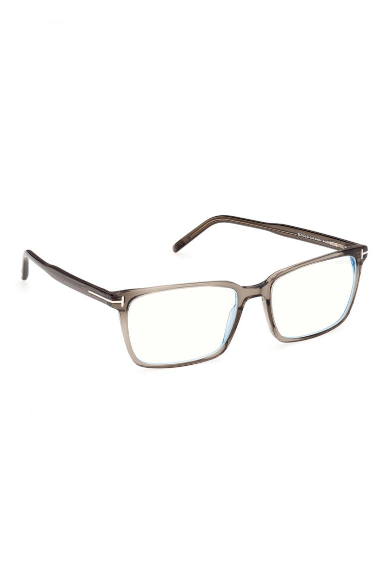 55mm Rectangular Blue Light Blocking Glasses, Alternate, color, SHINY DARK BROWN BLUE BLOCK L