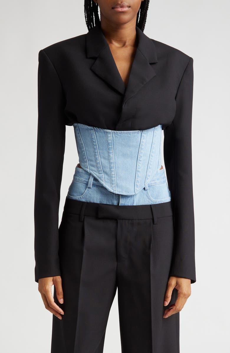 Dion Lee Float Mixed Media Crop Corset Blazer, Main, color, 