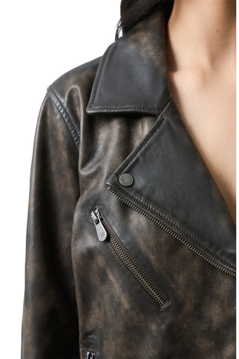 Efos Leather Biker Jacket, Alternate, color, Brown