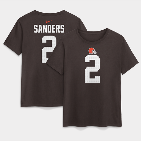Women's Nike Shedeur Sanders Brown Cleveland Browns Name & Number T-Shirt