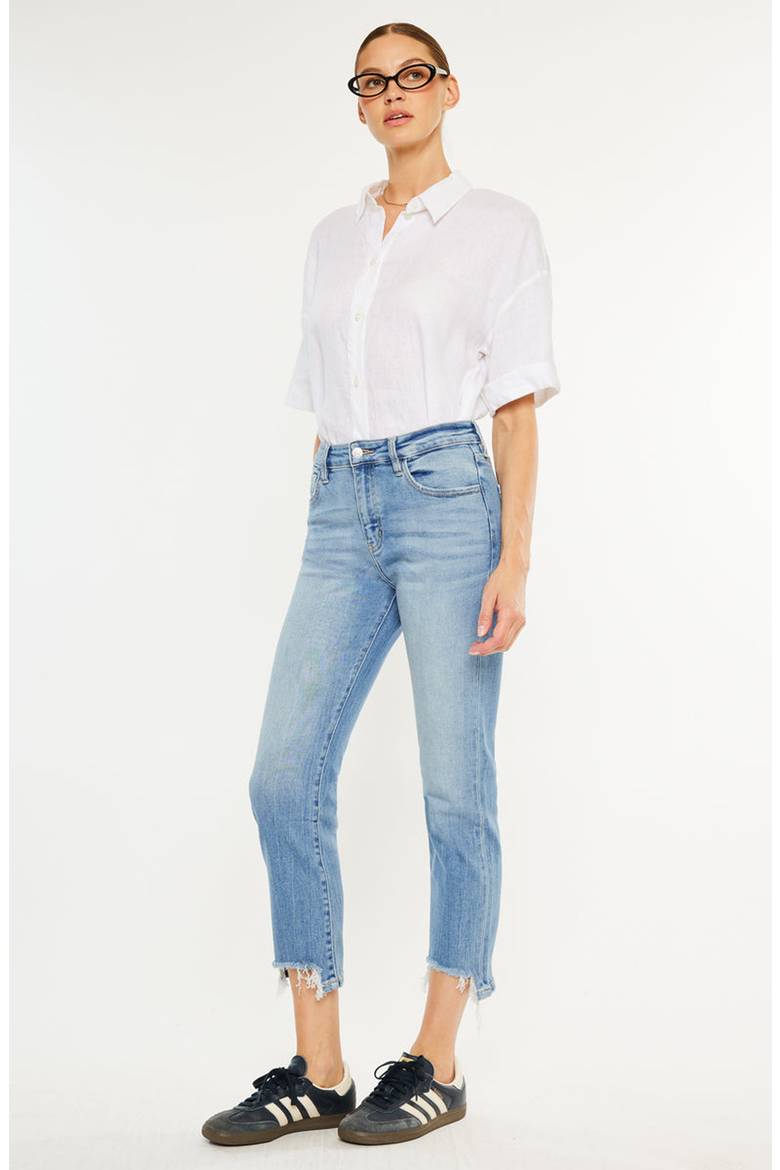 Angela Essentials High Rise Slim Cropped Straight Jeans, Alternate, color, Light Blue