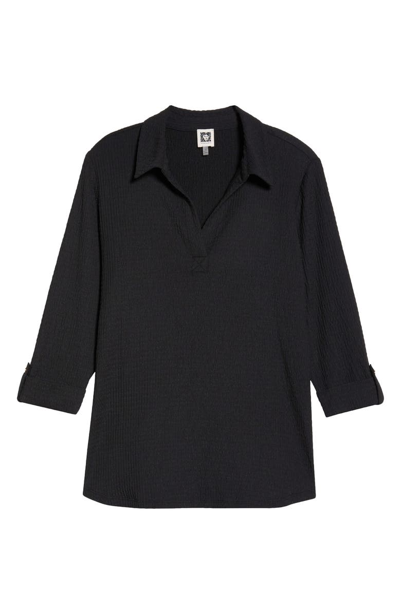 AK ANNE KLEIN Textured Ridge Knit Popover Top, Alternate, color, Anne Black