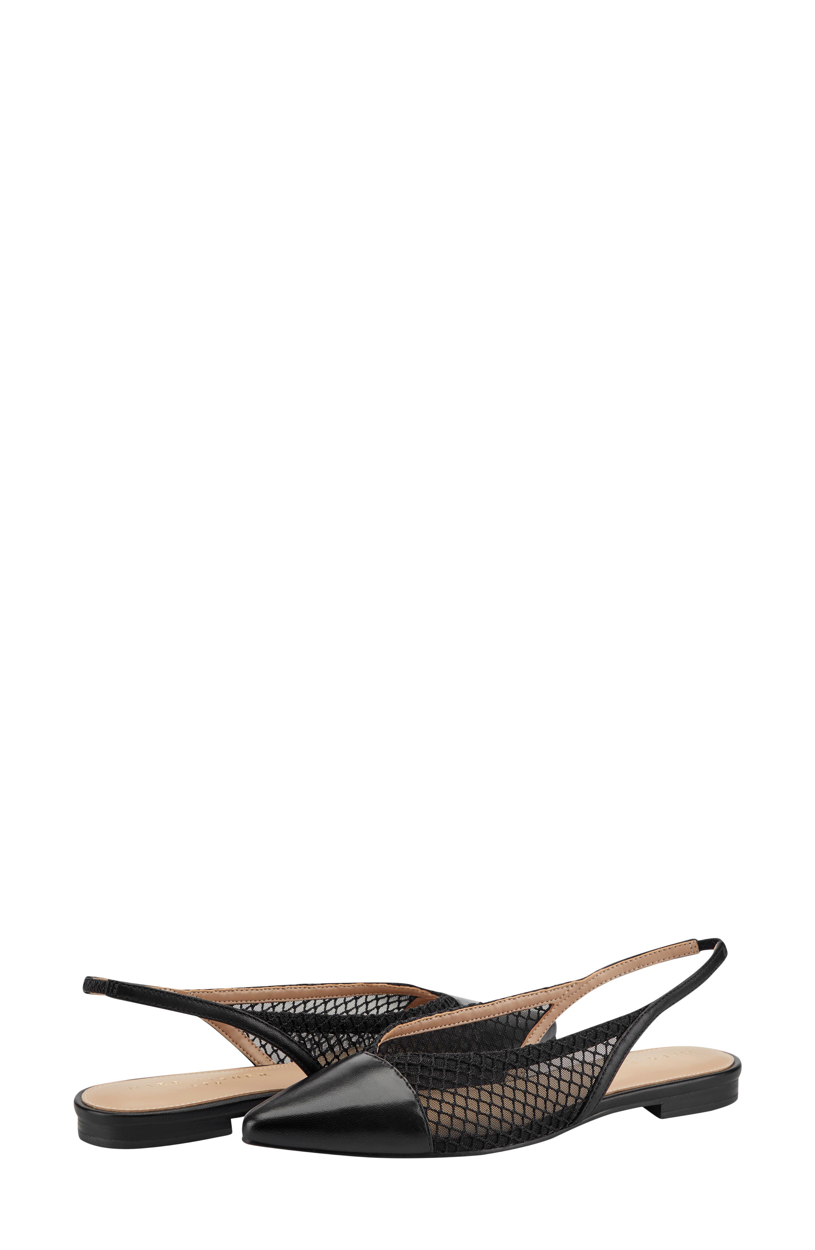 Marc Fisher LTD Davin Pointed Toe Slingback Flat, Alternate, color, Black