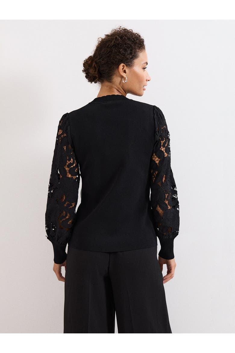 Harriet Lace Sleeve Round Neck Jumper, Alternate, color, Black