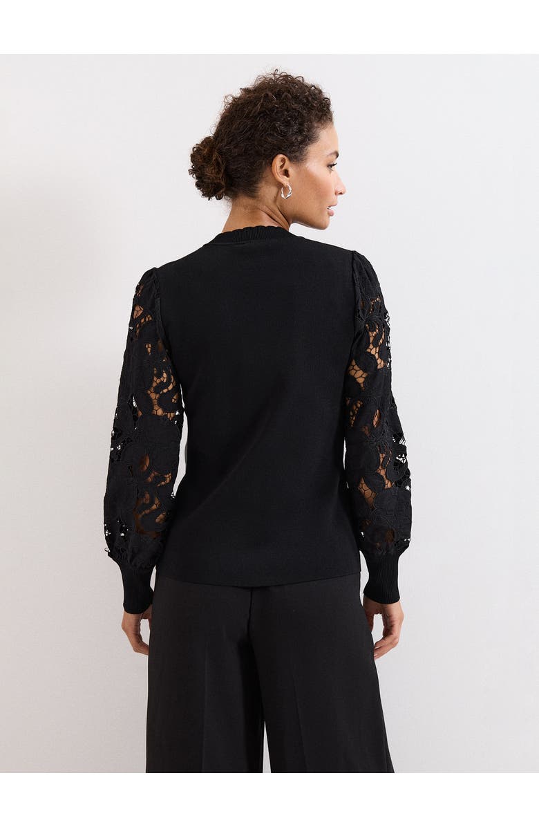 Phase Eight Harriet Lace Sleeve Round Neck Jumper, Alternate, color, Black