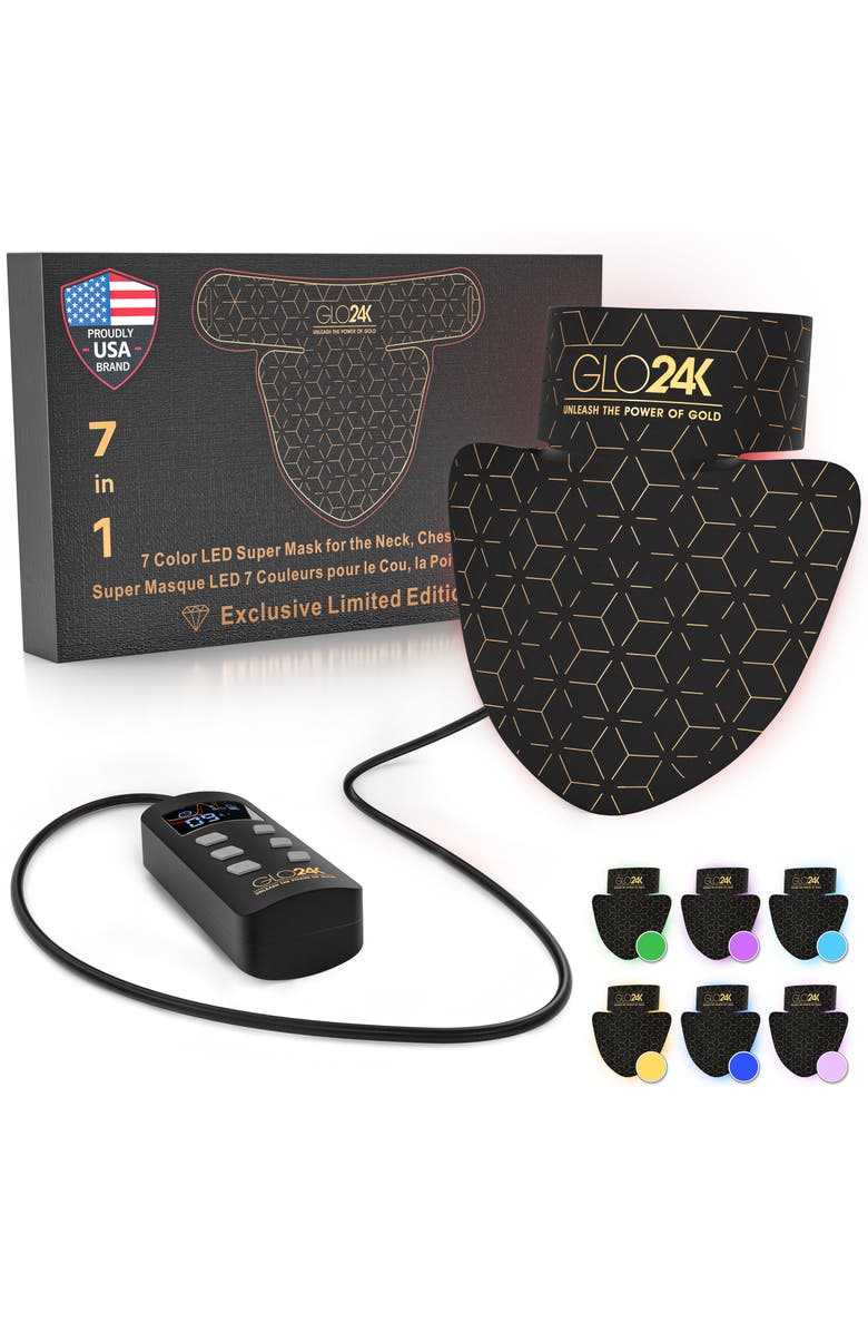 GLO24K UNLEASH THE POWER OF GOLD 7 Color LED Super Mask for the Neck, Chest & Décolleté, Main, color,