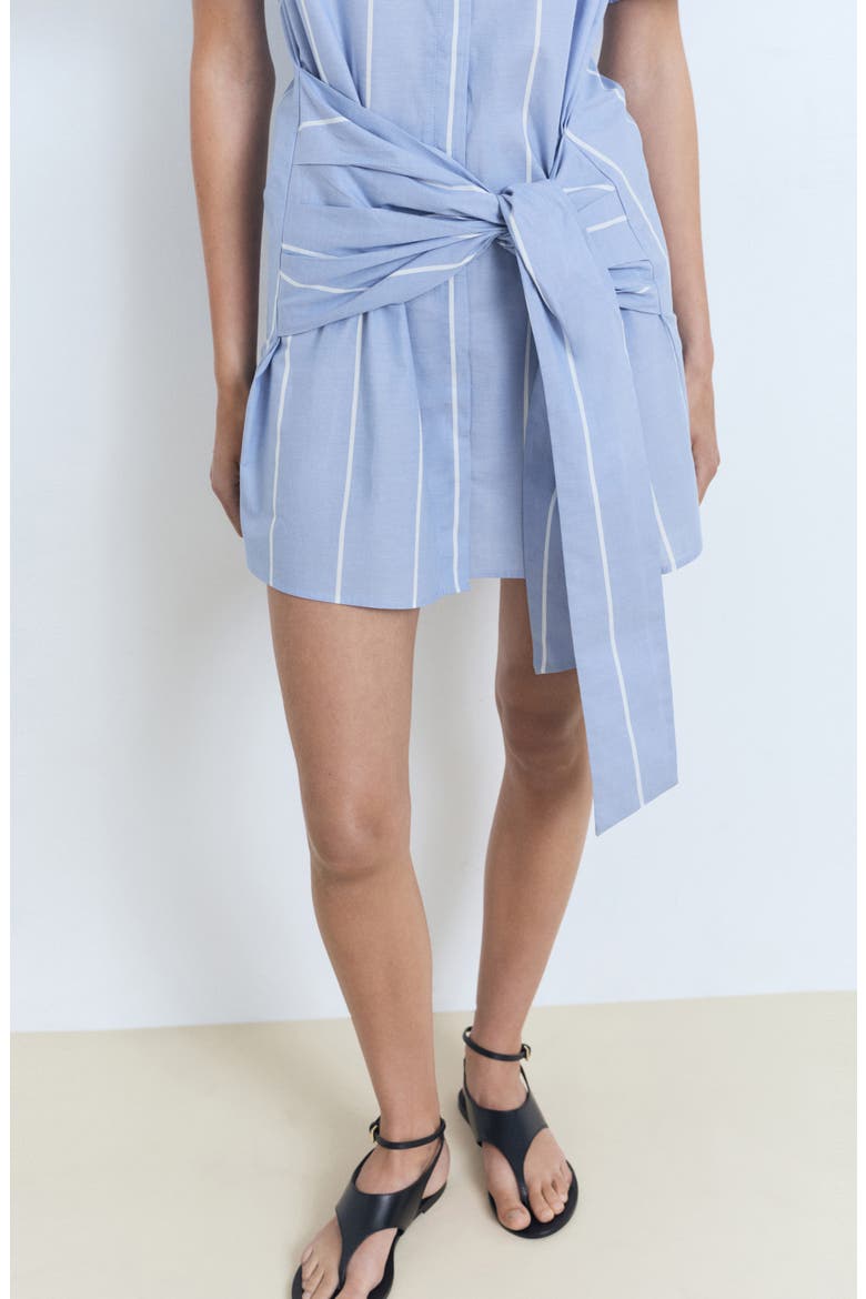 Tie Front Shirtdress, Alternate, color, BLUE