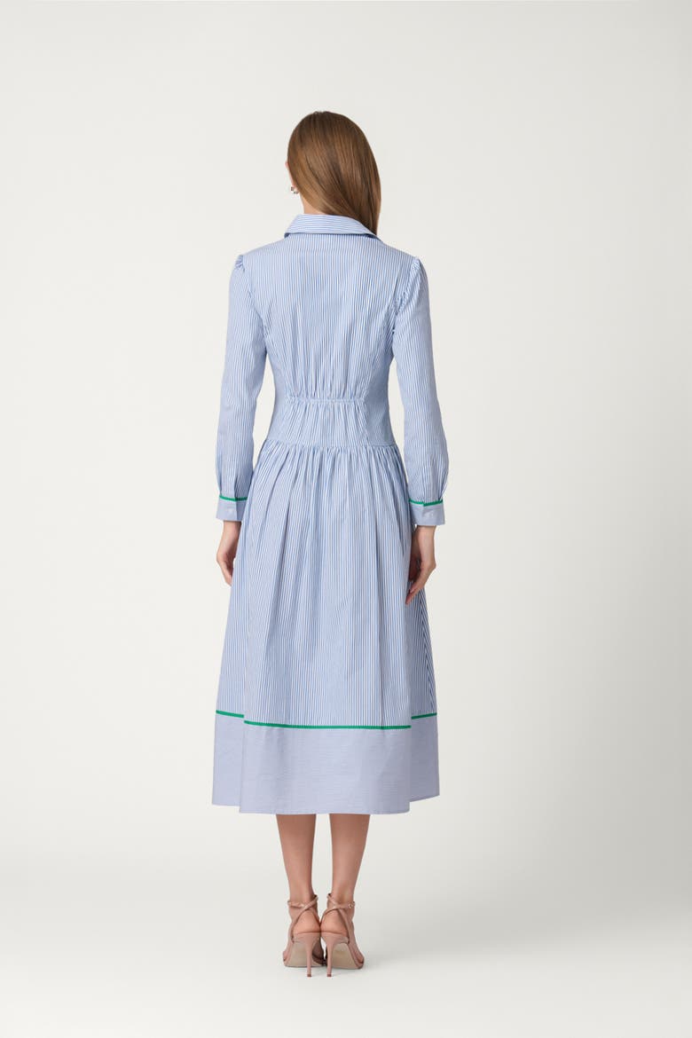Cotton Pinstripe Clarice Dress, Alternate, color, French Blue/Optic/Green