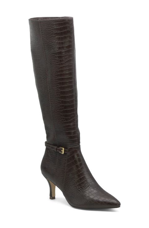 Arlie Pointed Toe Knee High Boot (Women) (Wide Calf)