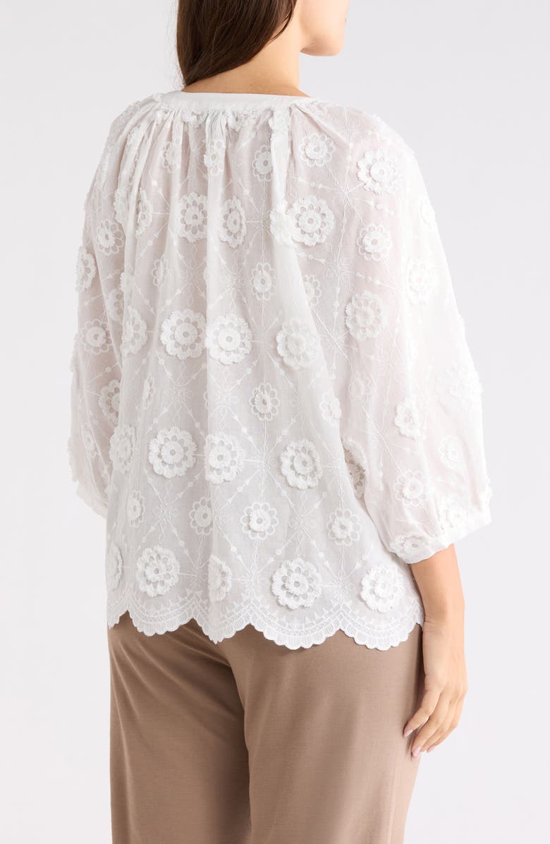 INDUSTRY REPUBLIC CLOTHING Floral Elbow Sleeve Cotton Button-Up Top, Alternate, color, White