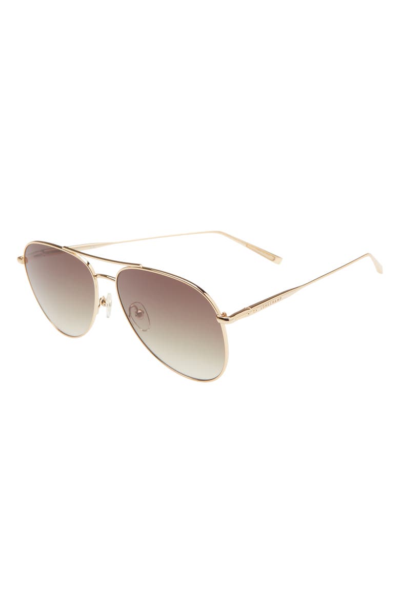Longchamp Classic 59mm Gradient Aviator Sunglasses, Alternate, color, Gold/ Khaki Gradient