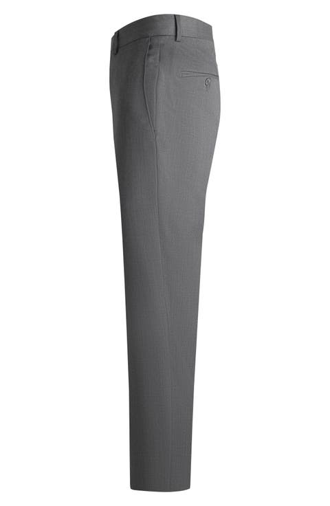 Flat Front Straight Leg Wool Dress Pants