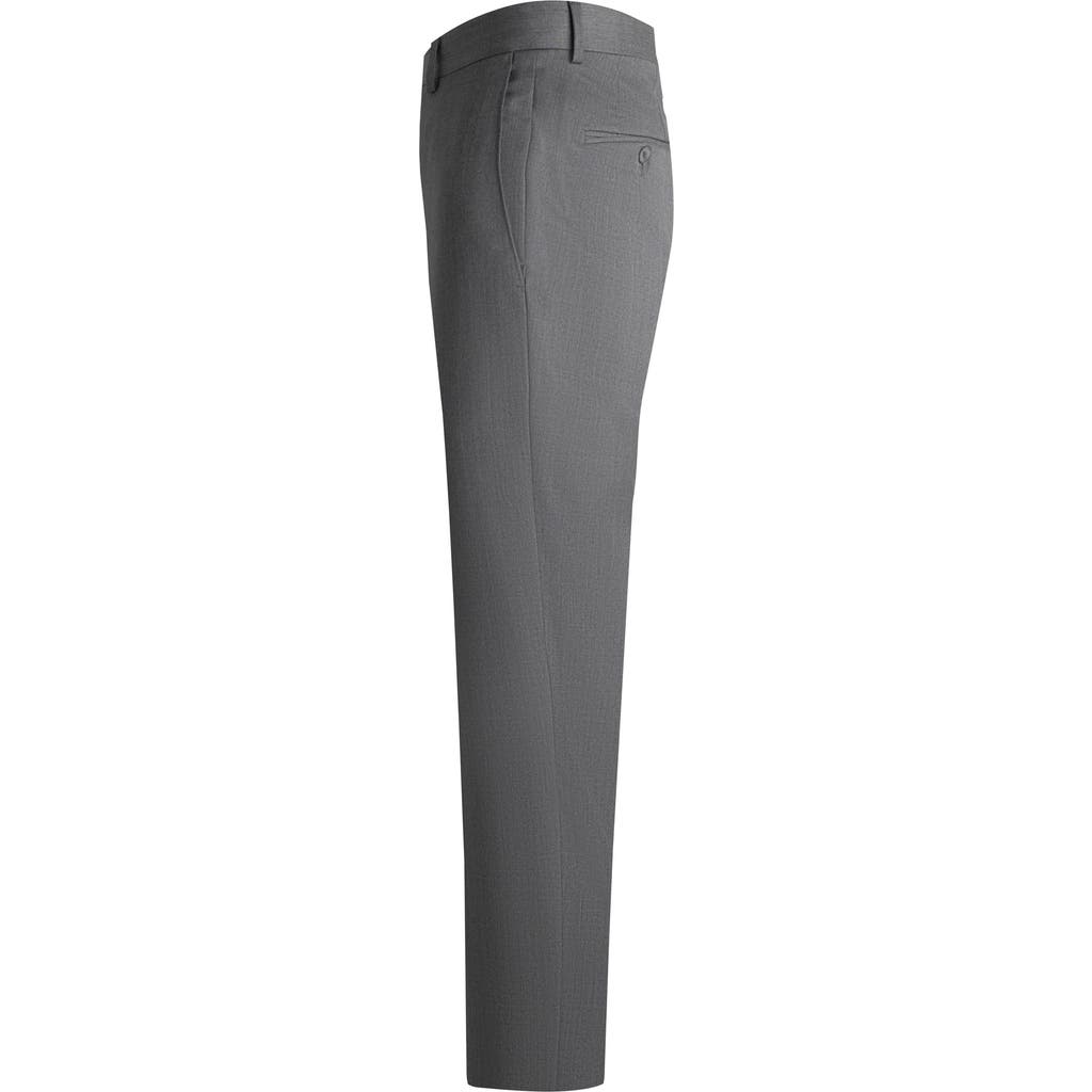 Samuelsohn Flat Front Straight Leg Wool Dress Pants in Mid Grey  product