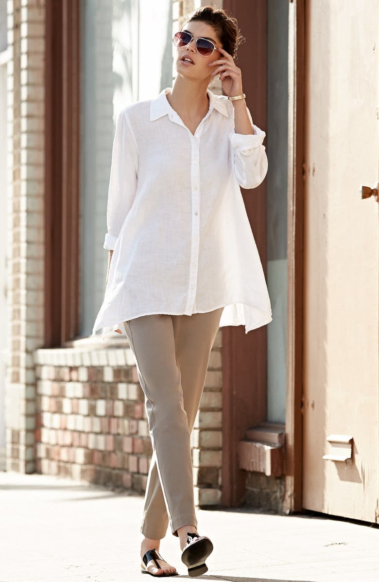Eileen Fisher Organic Linen Classic Collar Boxy Shirt, Alternate, color, 