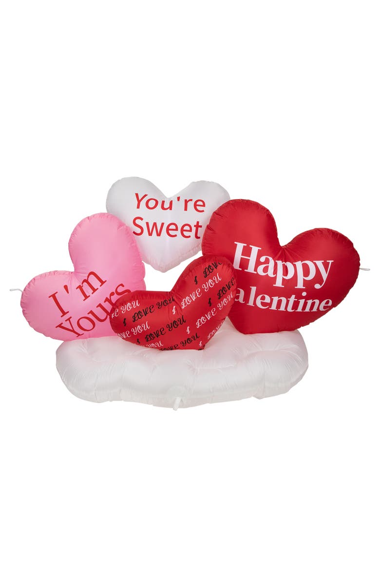 LED Lighted Inflatable Valentine's Day Conversation Hearts Outdoor Decoration - 5', Main, color, Red