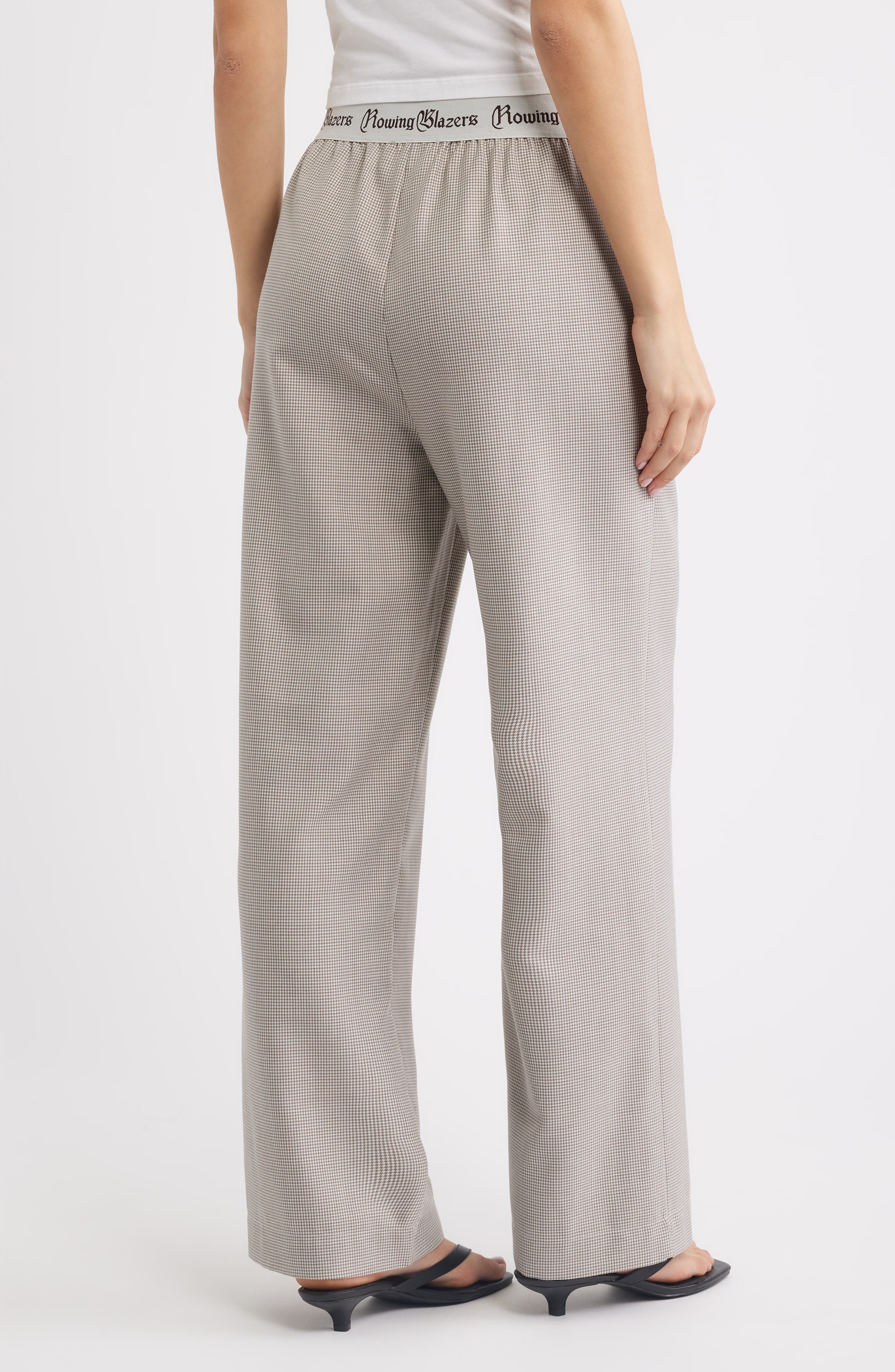 ROWING BLAZERS Houndstooth Pull On Wide Leg Pants (Women) | Nordstrom