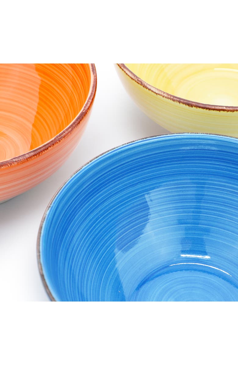 Elama Color Ridge 6.25 Inch 6 Piece Round Stoneware Assorted Bowl Set, Alternate, color, Assorted