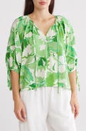 Renee C Floral Puff Sleeve Blouse
