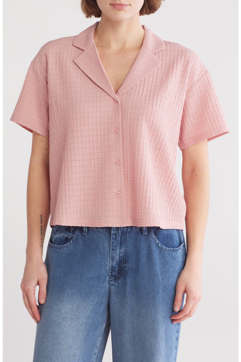 Short Sleeve Knit Button-Up Shirt, Main, color, P897 VINTA