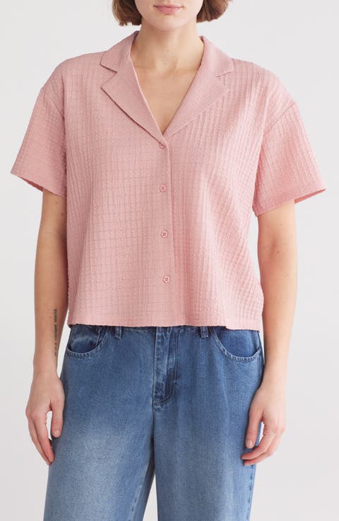 Short Sleeve Knit Button-Up Shirt