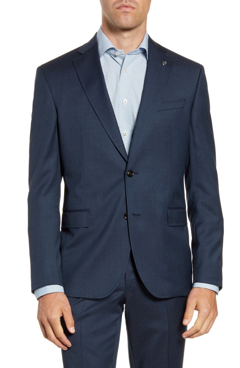 Ted Baker London Roger Trim Fit Stretch Solid Wool Suit, Alternate, color, 