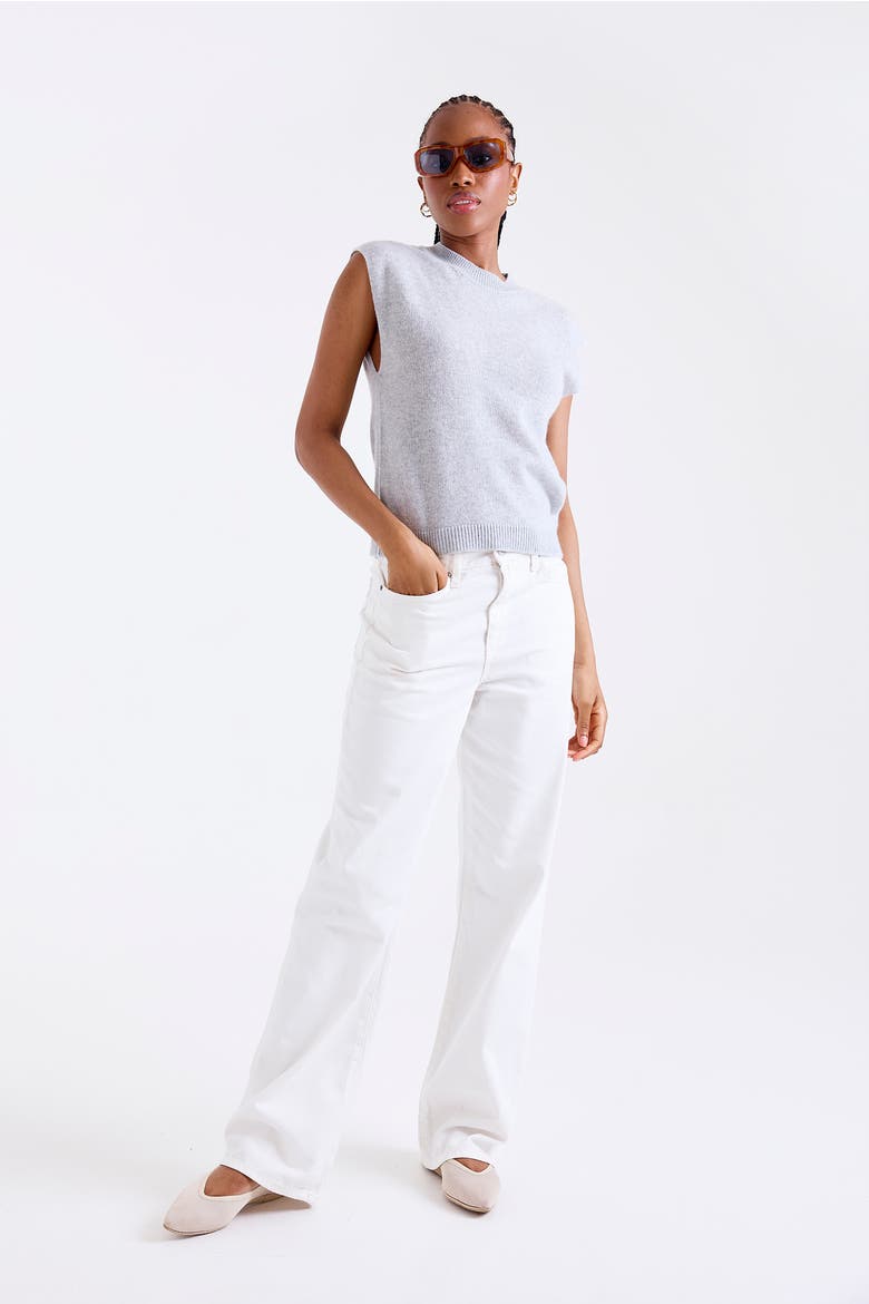 Zarah Crew Neck 100% Cashmere Vest, Alternate, color, SUPER GREY