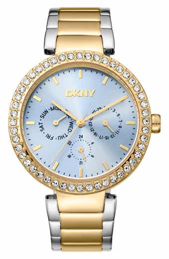 Two Tone Crystal Embellished Bracelet Watch, 40mm