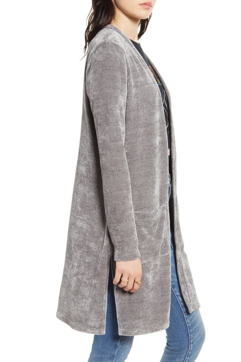 Chenille Longline Cardigan, Alternate, color, GREY
