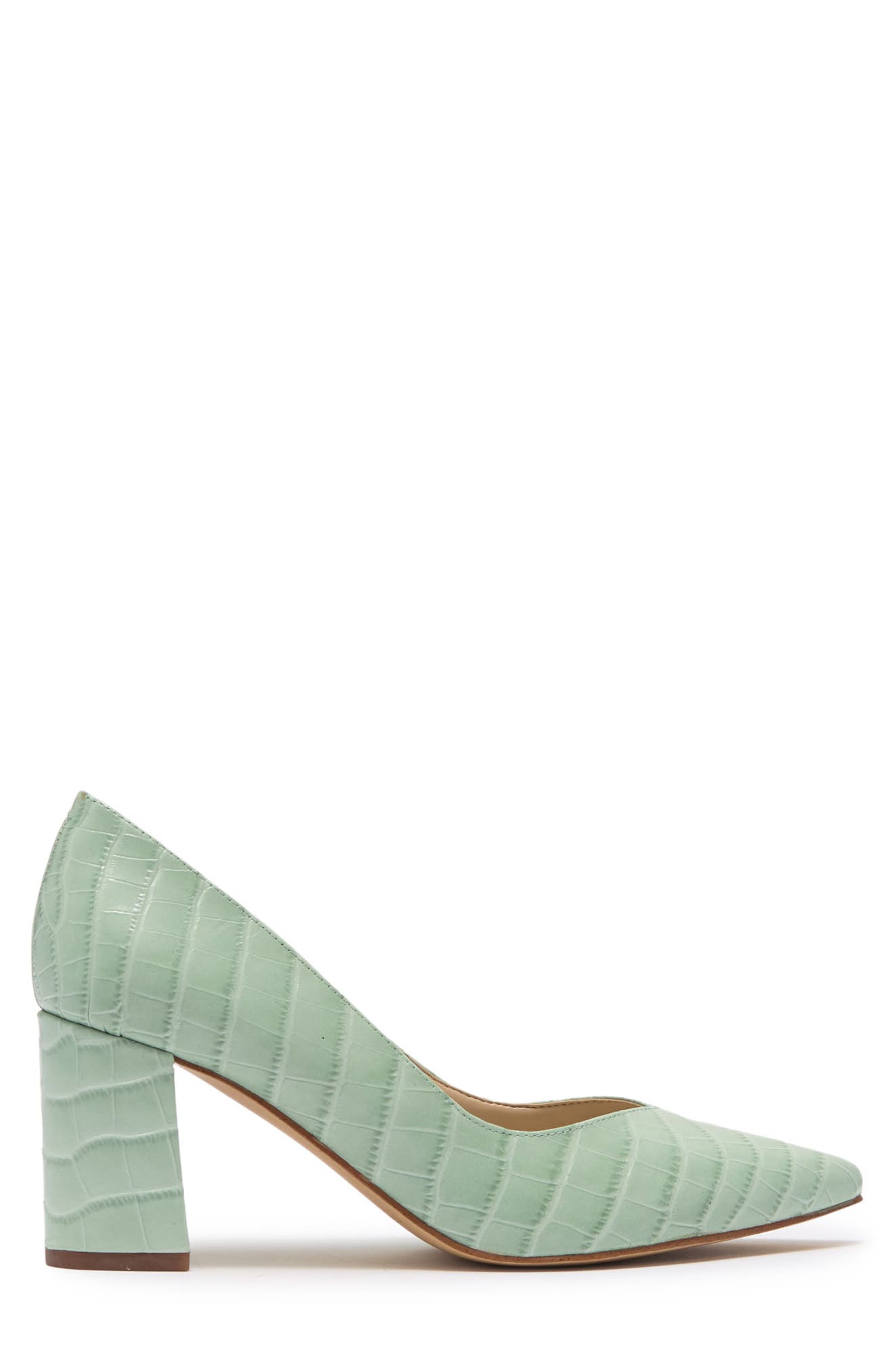 Caitlin Block Heel Pump, Alternate, color, LGNLE/330. GREEN CROCO LEATHER