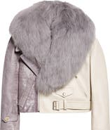 Marni Leather Biker Jacket with Genuine Shearling Collar