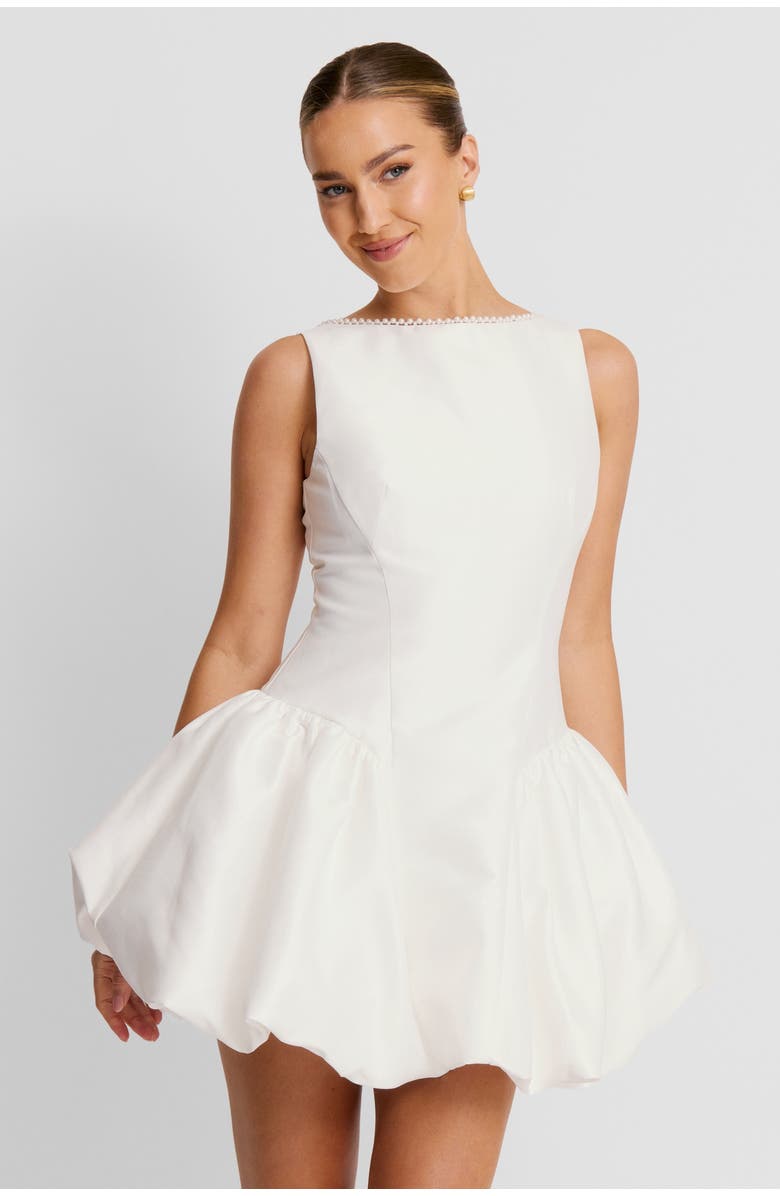 Six Stories Sleeveless Bubble Hem Mini Dress, Main, color, White