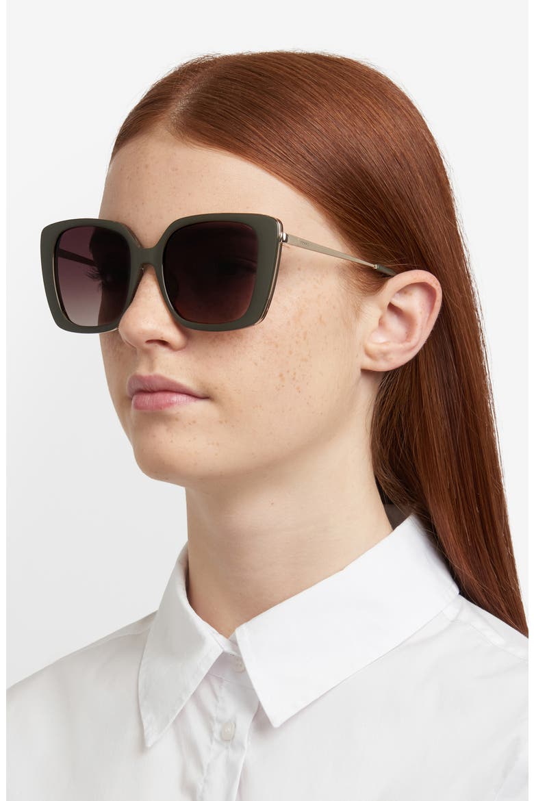 54mm Gradient Square Sunglasses, Alternate, color, KHAKI/ BROWN SF